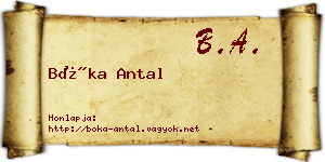 Bóka Antal névjegykártya